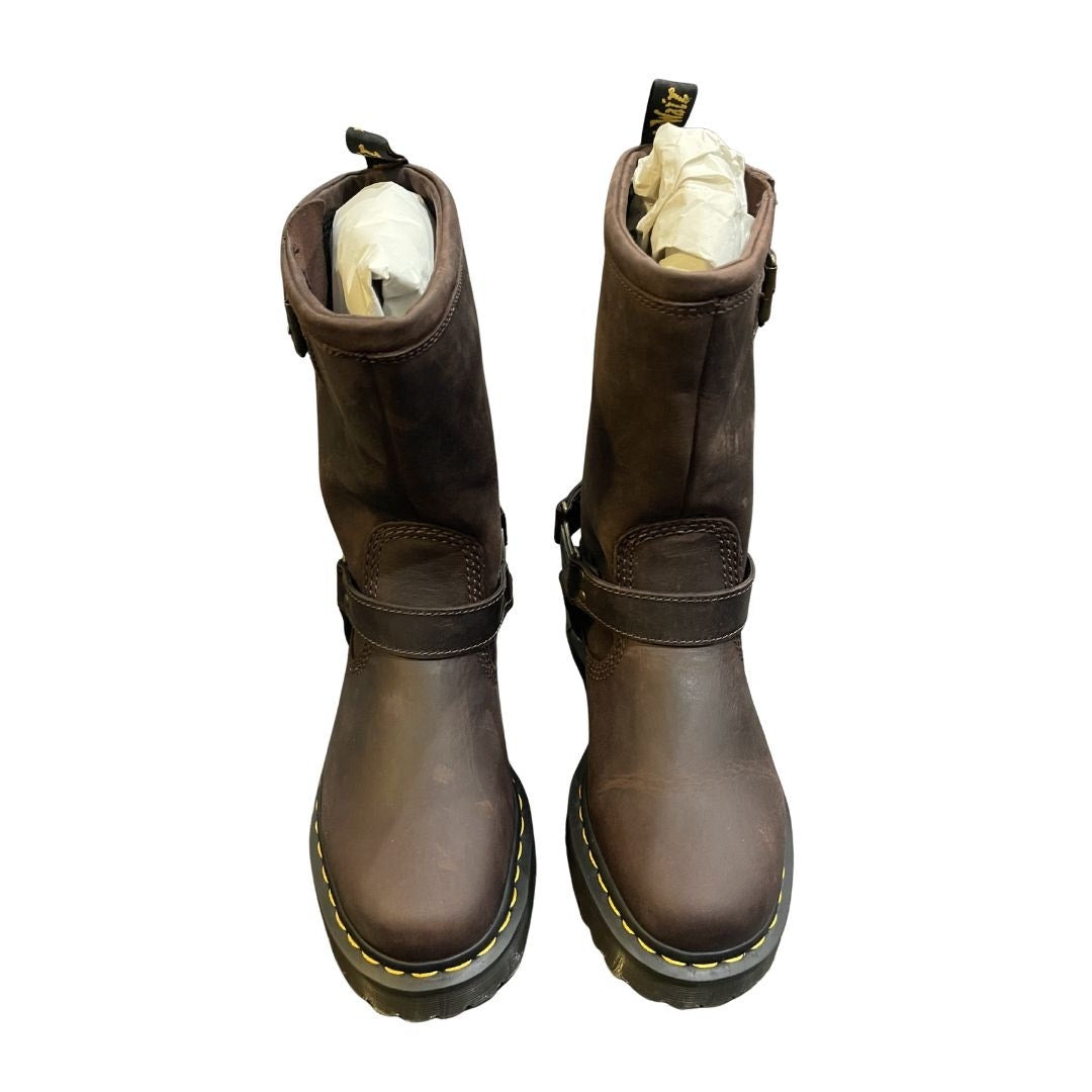 Dr. Martens Airwair Anistone Hi Leather Biker Boots Size Women 7 Motor Punk NWB
