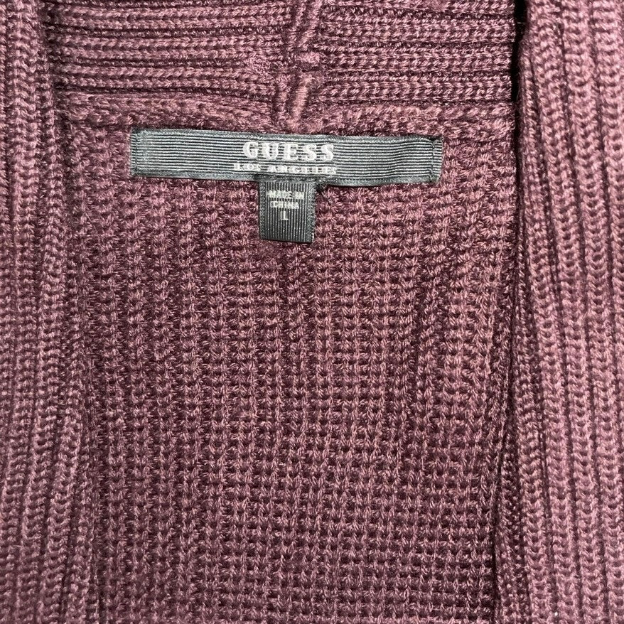 Guess Women Knit Sleeveless Sweater Vest Long Size Large Maroon Wine