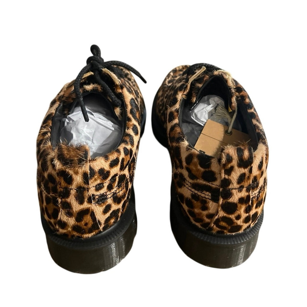Dr. Martens Lowell Leopard Print Moc Toe Shoes Hair On SZ 9 NWB Lace up Oxford