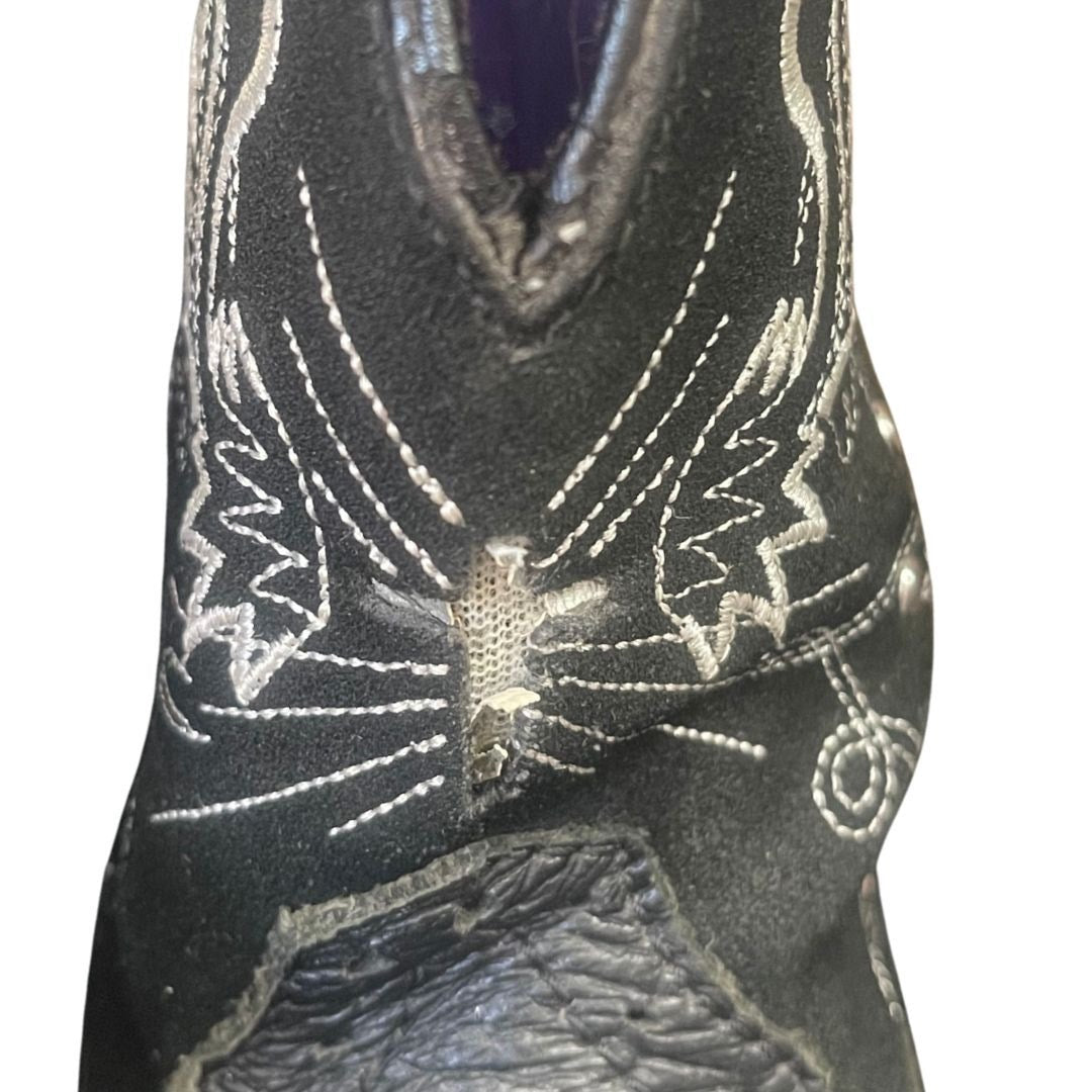 Justin Gypsy Western Cowgirl ANDRA 8" Cowgirl Black Leather Suede Boots Size 7