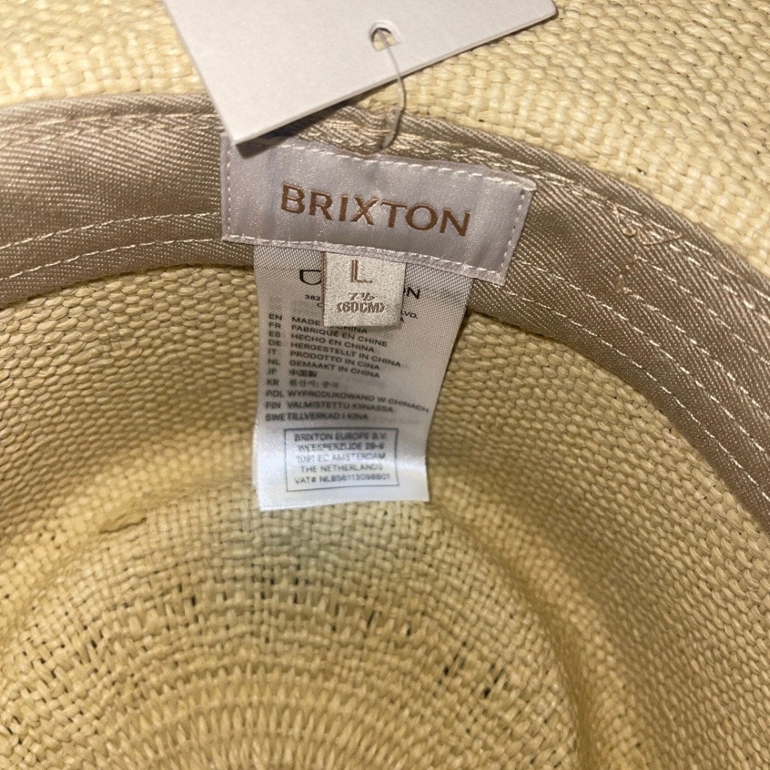 Brixton Victoria Straw Fedora Hat Natural Oat Milk Adjustable Size Large NWT