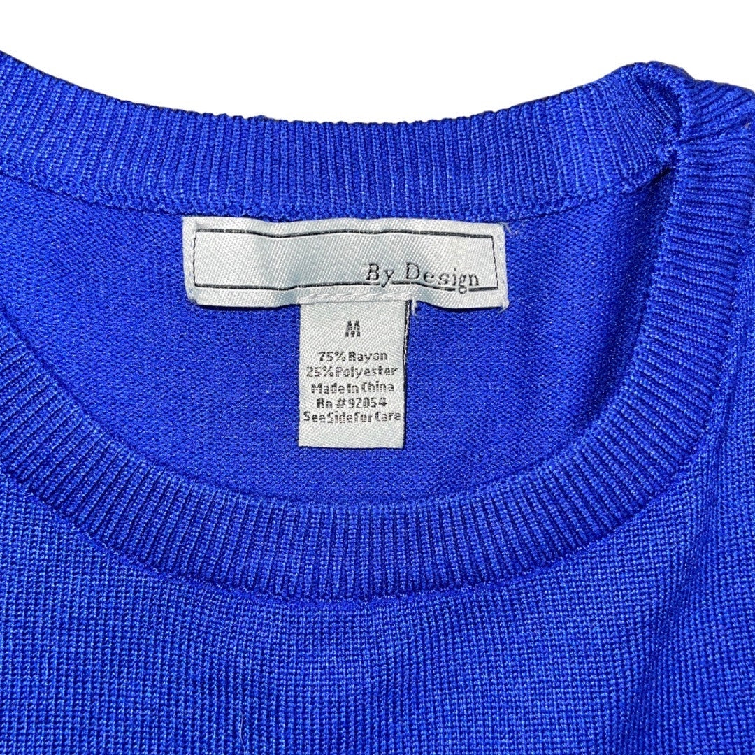 By Design Royal Blue Ribbed Sweater Top Size Medium Career Office Preppy