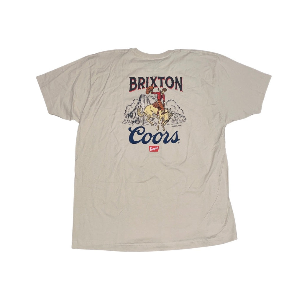 Brixton Coors Omaha T-shirt Tan 100% Cotton Western Cowboy Size 2XL NWT