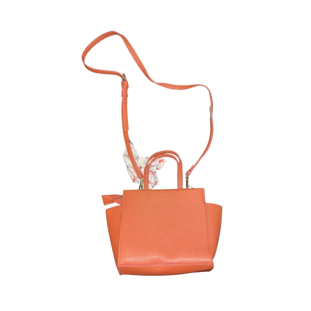 Steve Madden Mini Orange Crossbody Purse Floral Scarf Y2K Adjustable Strap