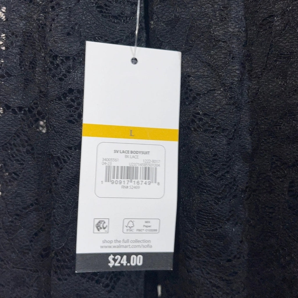 Sofia Jeans By Sofia Vergara Lace Bodysuit Blouson Sleeves SZ Large Whimsy Goth