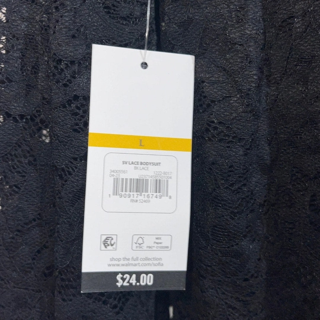 Sofia Jeans By Sofia Vergara Lace Bodysuit Blouson Sleeves SZ Large Whimsy Goth