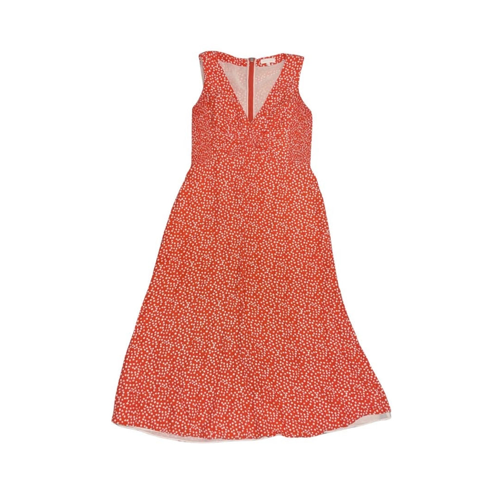 Rebecca Taylor Silk Red Floral V-Neck Twist Front Bust Midi Sleeveless Dress SZ 6