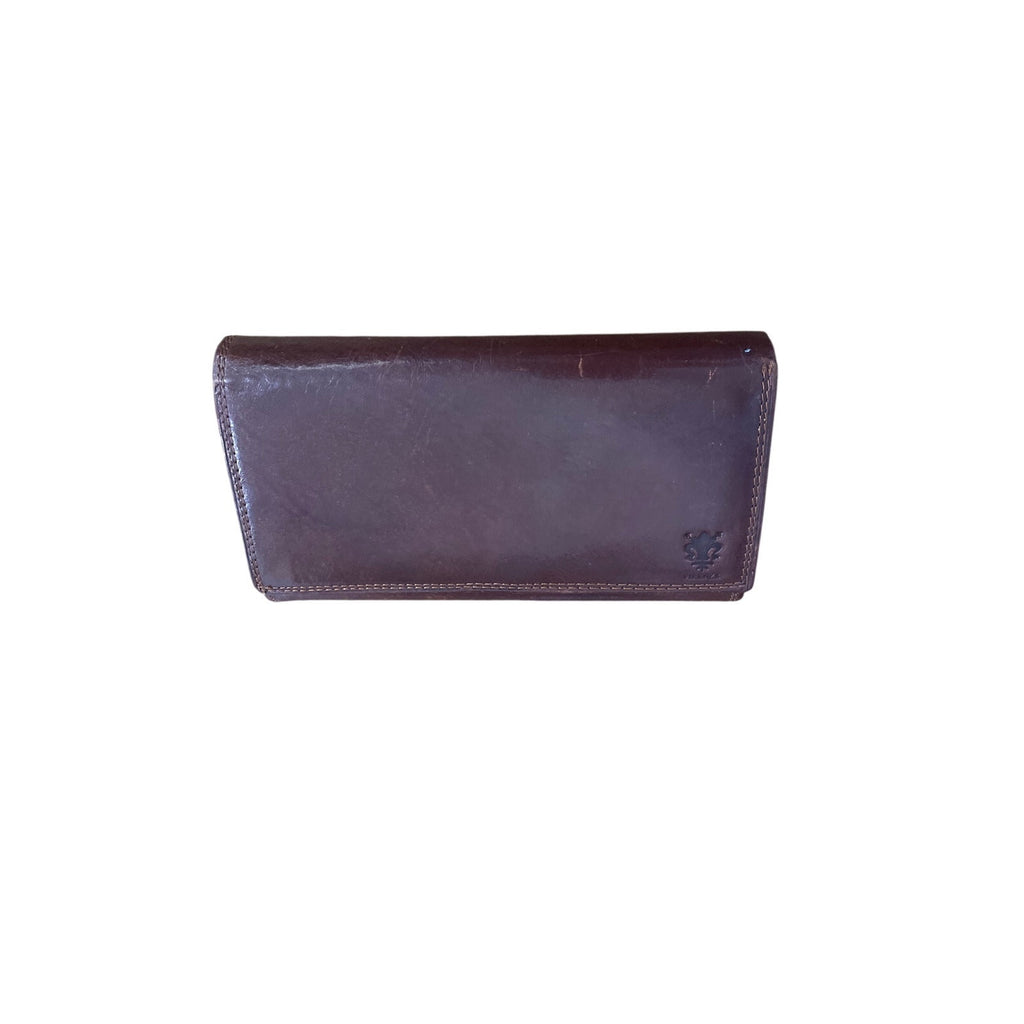 Italian Leather Genuine Leather Brown Bi Fold Wallet Clutch Classic Chic