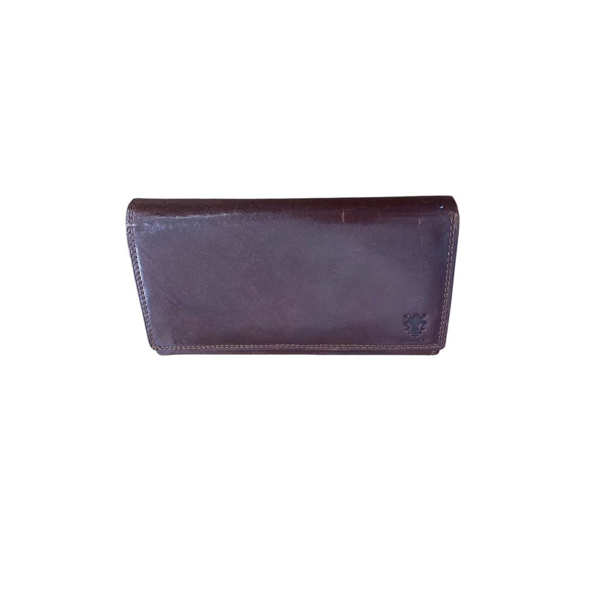 Italian Leather Genuine Leather Brown Bi Fold Wallet Clutch Classic Chic