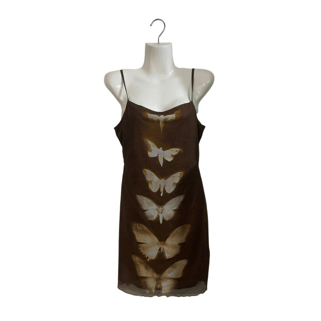 SHEIN Sleeveless Mesh Mini Butterfly Printed Dress Size M Party Boho Festival