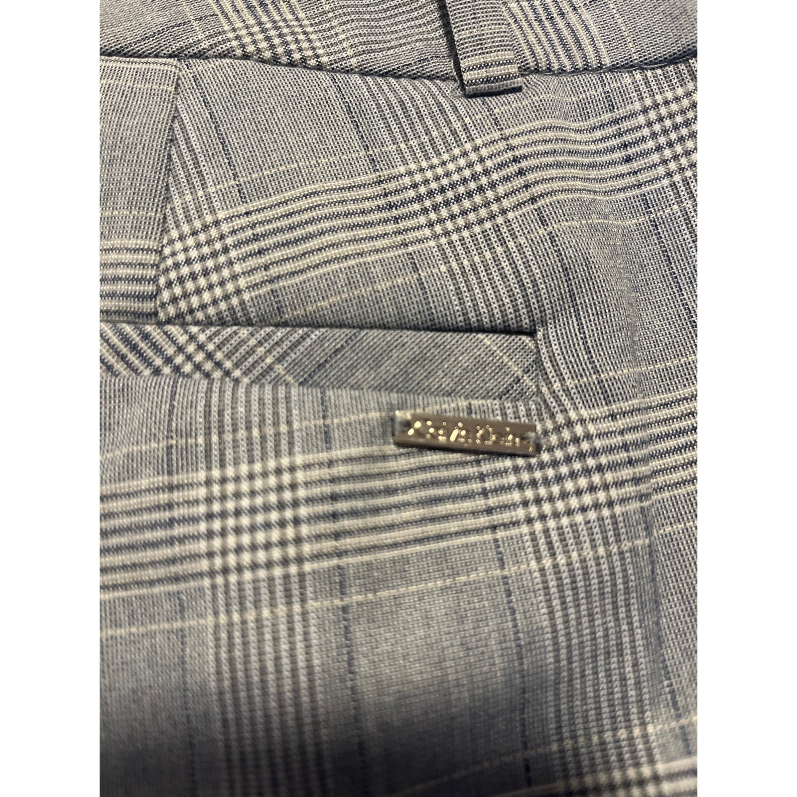 Calvin Klein Womens Plaid Blue Houndstooth Trousers Dress Pant Size 6