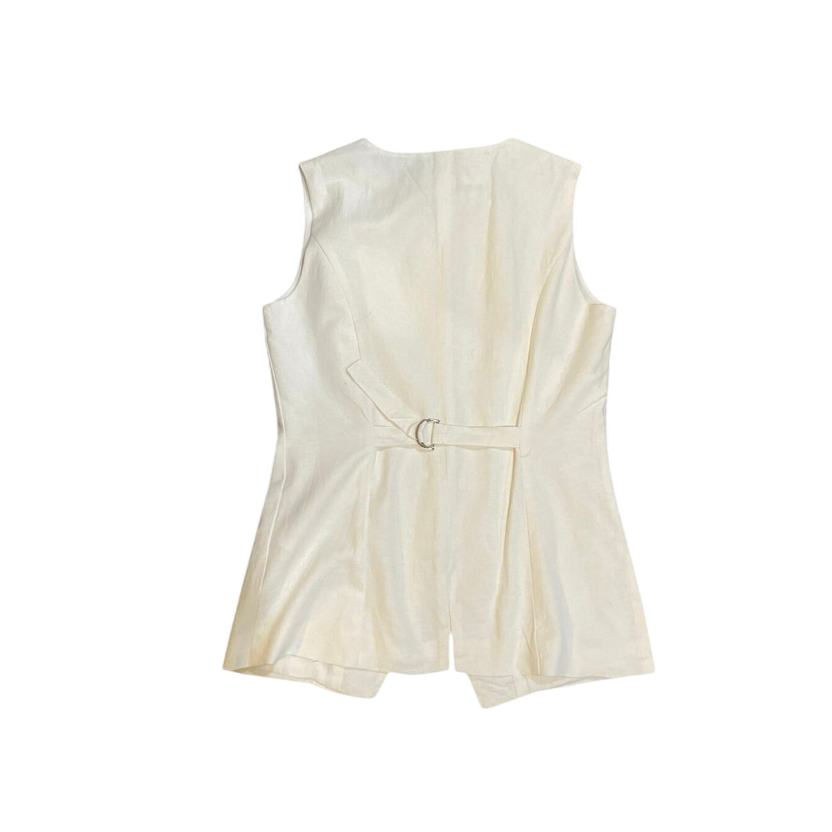 Paper Heart White Linen Blend Button Front Vest SZ S Breezy Relaxed Artsy