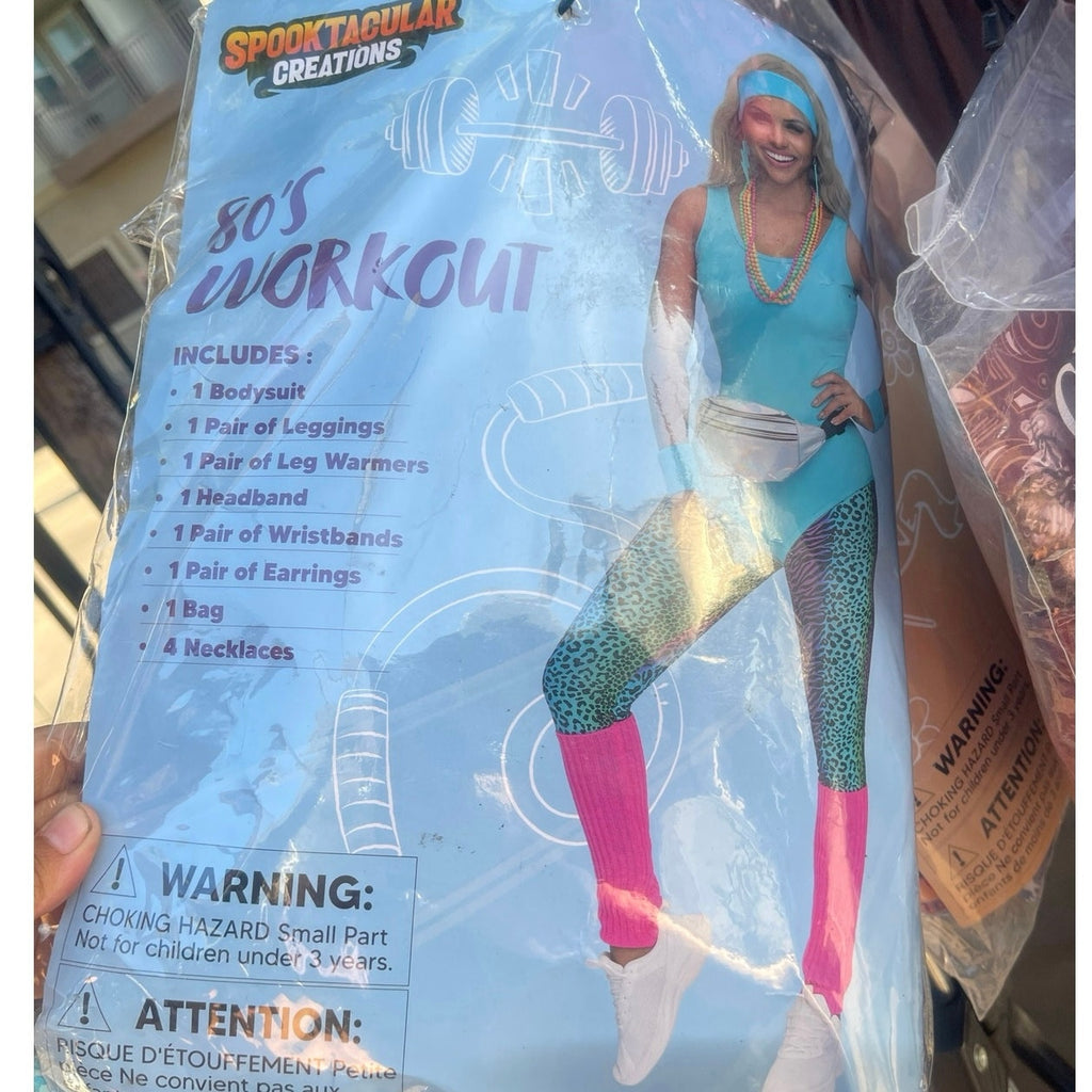 Spooktacular Creations 80s Workout Halloween Costume Bodysuit SZ Large