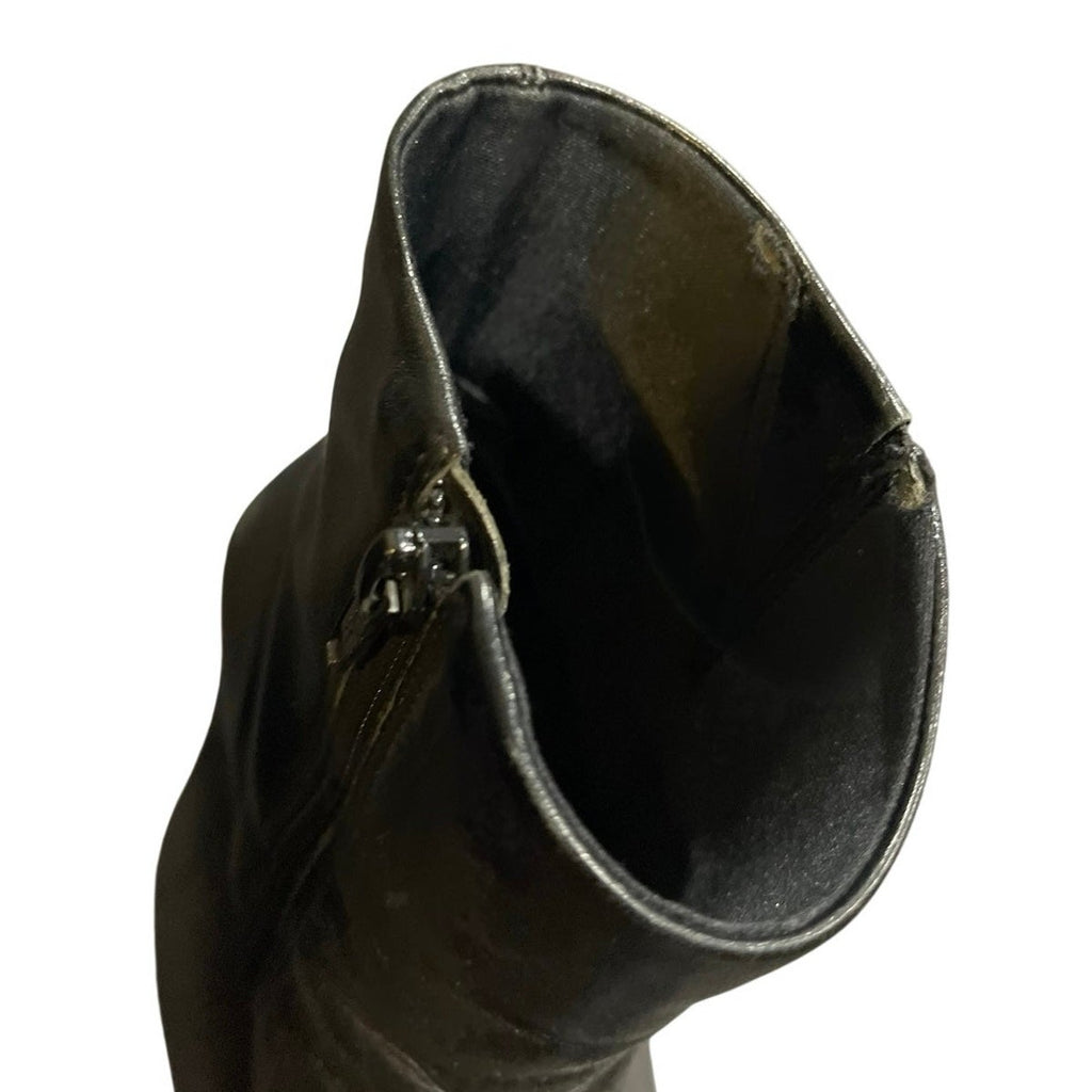 Diba Black Leather Ankle Square Toe Bootie Vintage 90s Y2K Made in Brazil