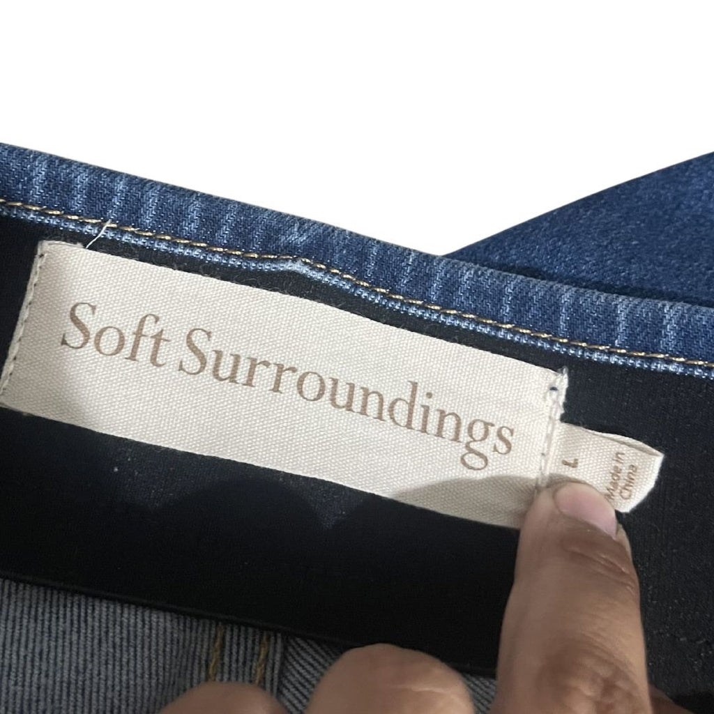 Soft Surroundings Stretch Pull On Elastic Waist Denim Jeans Pants Large Casual