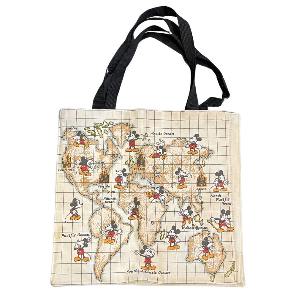 Walt Disney Company Mickey Mouse Around the World Canvas Tote Bag Vintage NWT