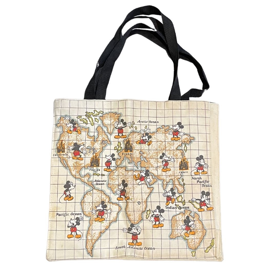 Walt Disney Company Mickey Mouse Around the World Canvas Tote Bag Vintage NWT