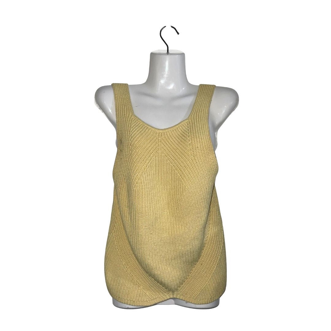 Express Butter Yellow Chunky Knit Sleeveless Sweater Top Size Small Boho Chic