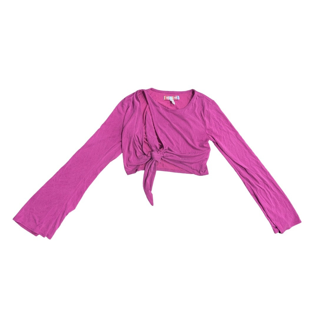 Urban Outfitters Elle Keyhole Flare Sleeve Magenta Purple wrap top blouse festival