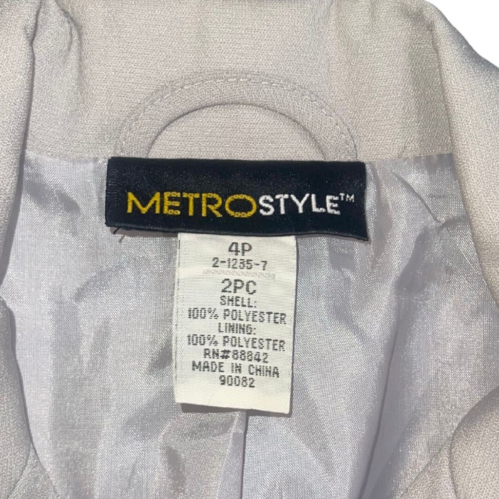 Metro Style Suit Blazer Jacket Size 4P Career Office Professional Vintage