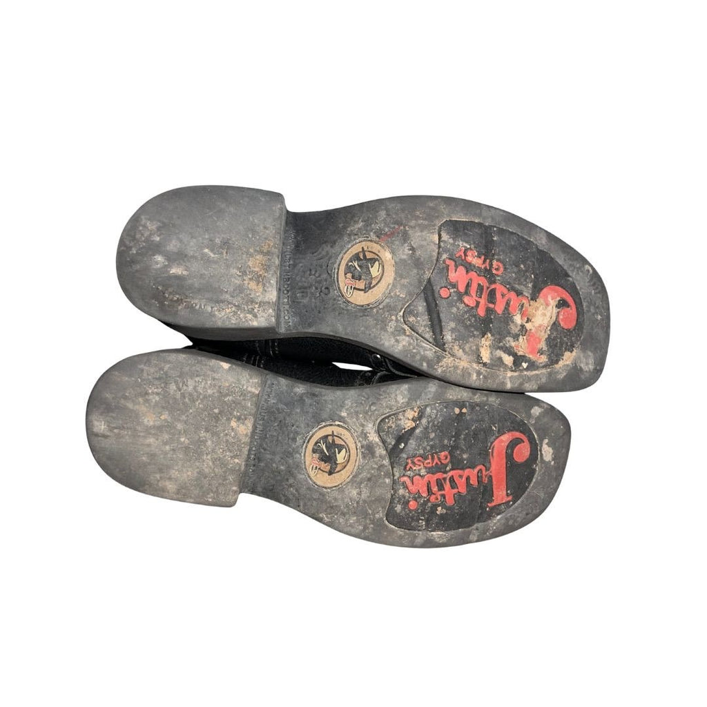 Justin Gypsy Western Cowgirl ANDRA 8" Cowgirl Black Leather Suede Boots Size 7