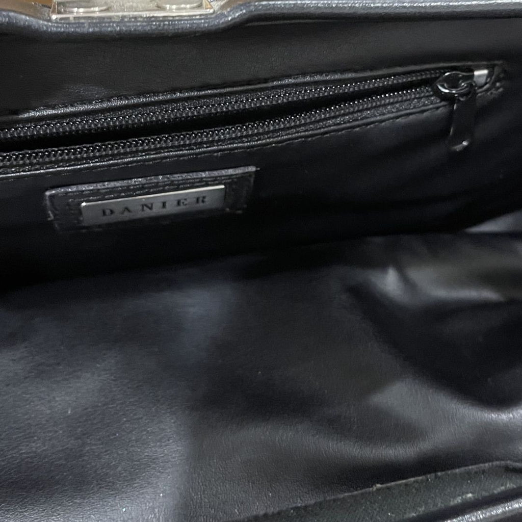 Danier Black Genuine Leather Shoulder Handbag Bowling Bag Fashionable Chic
