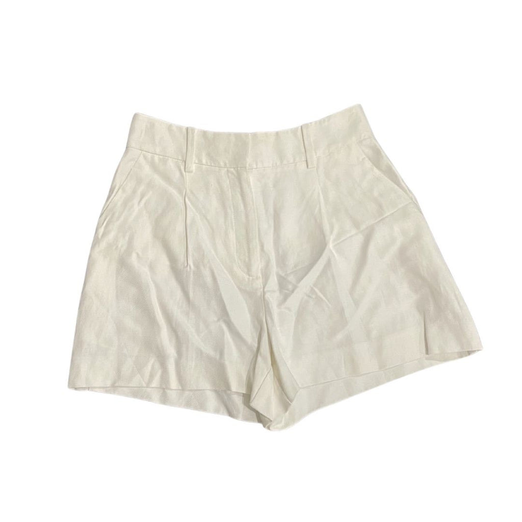 Reiss Linen Blend Front Pleat Suit Shorts White Size 0 high Rise Vacation Resort