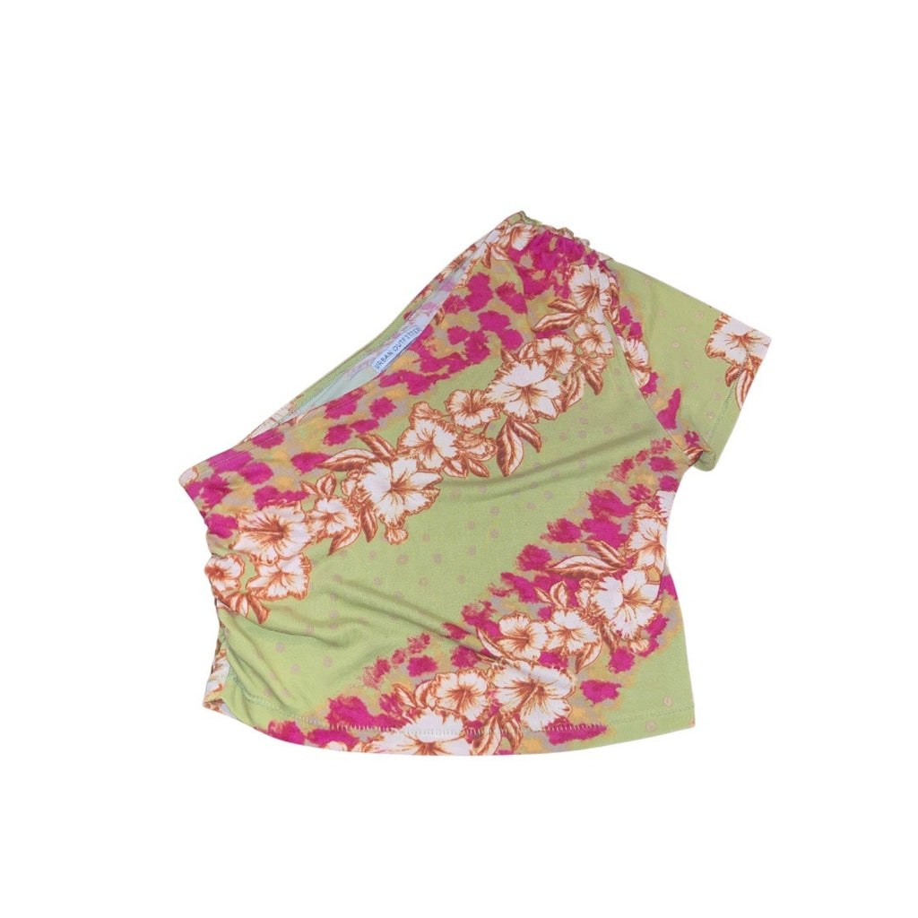 UO Urban Outfitters Libra Asymmetrical Top one shoulder blouse floral Size SP