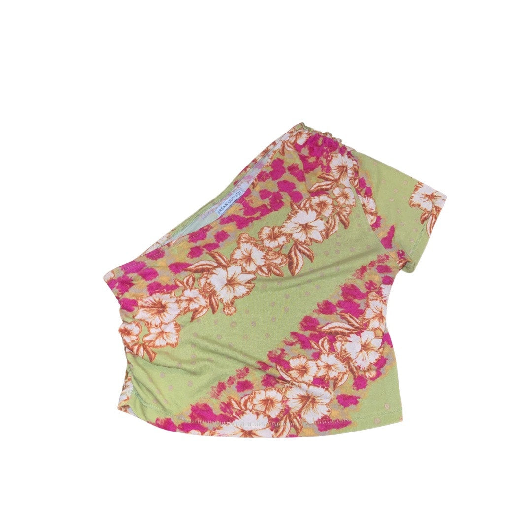 UO Urban Outfitters Libra Asymmetrical Top one shoulder blouse floral Size SP
