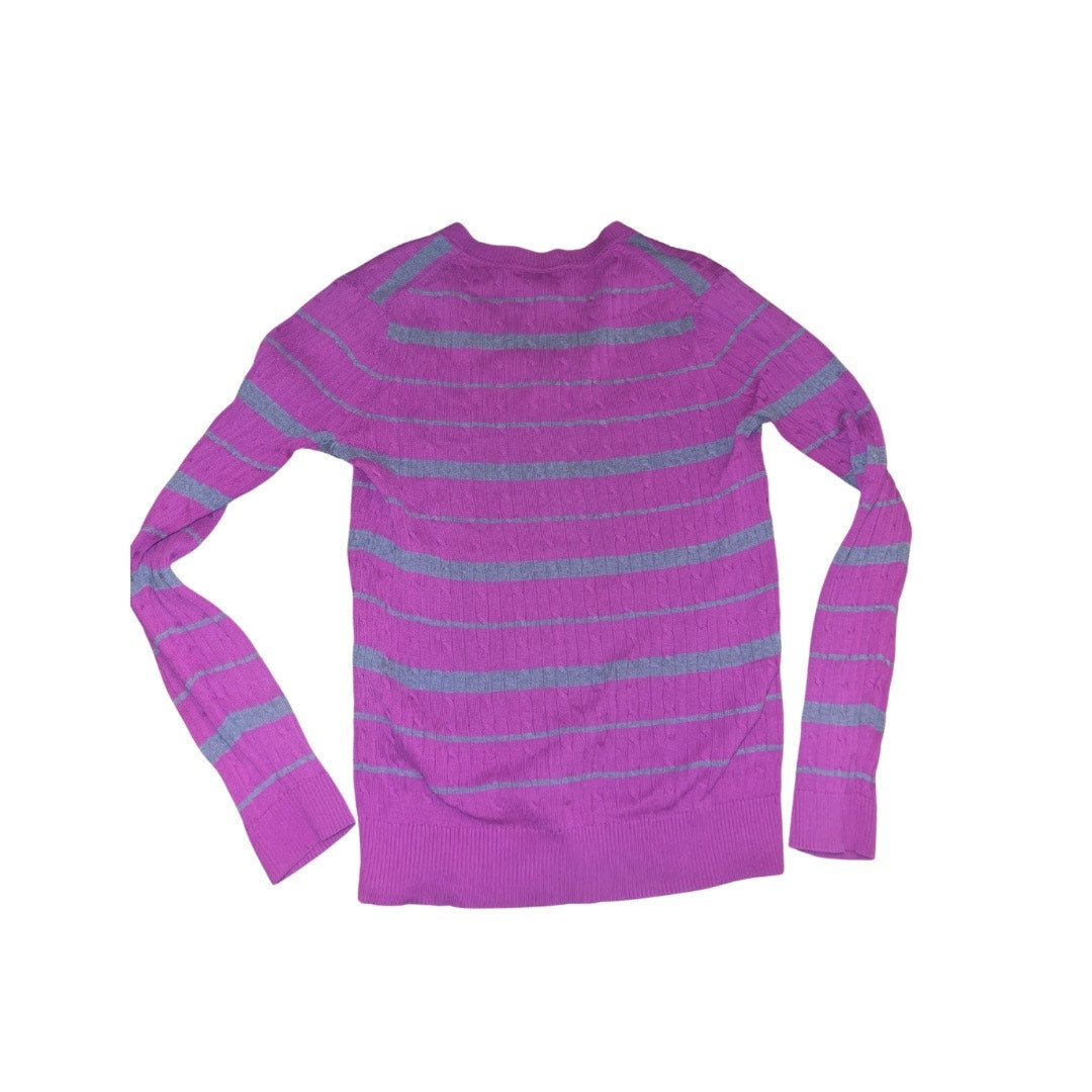 Tommy Hilfiger sweater Women size larger pink gray strip ribbed fitton cotton