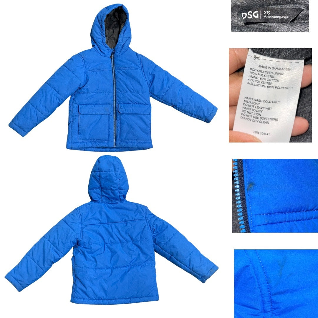 DSG Toddler Boys Puffer Full Zip Hooded Jacket SZ X-Small 4/5 Outerwear kidscore