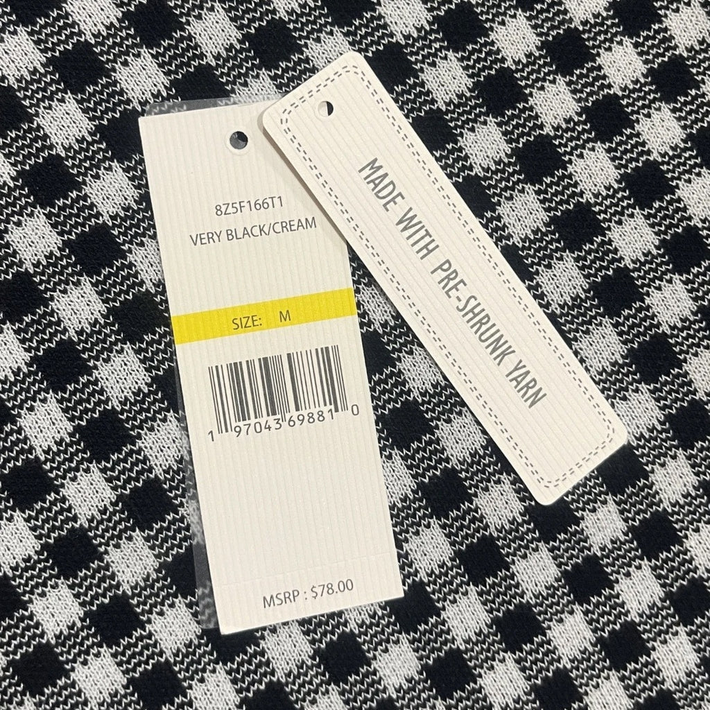 Nanette Lepore Black and White Gingham Fringe Hem Midi Skirt Size Medium NWT