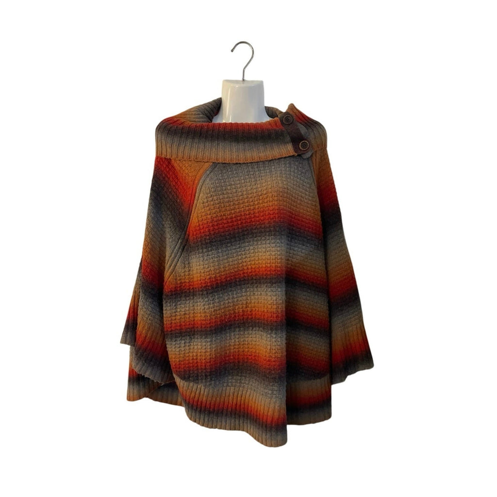 Democracy Multicolor Striped Knit Poncho Sweater SZ L/XL Boho Cabincore Artsy