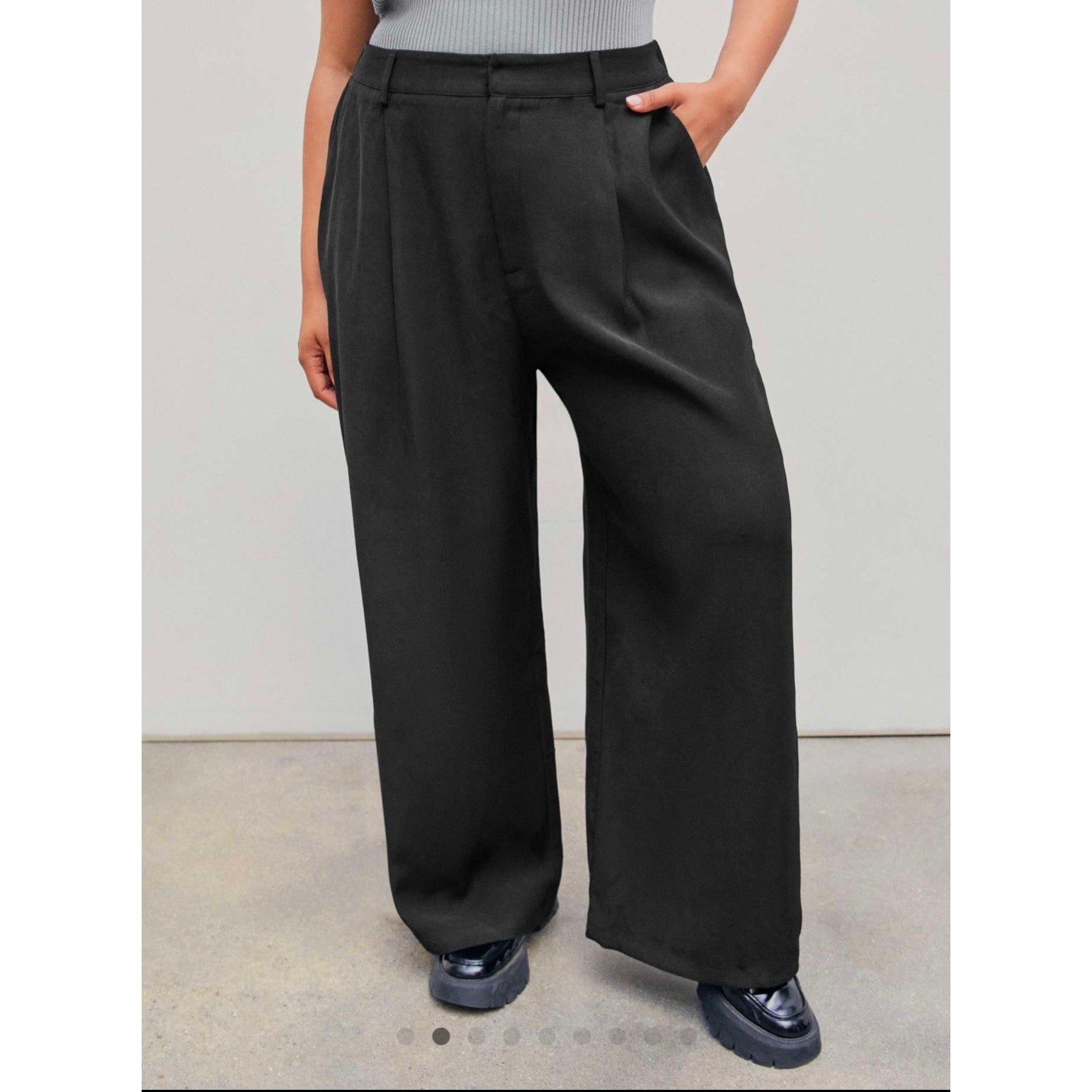 NWT CIDER MID WAIST PLEATED POCKET WIDE LEG PANTS CURVE & PLUS