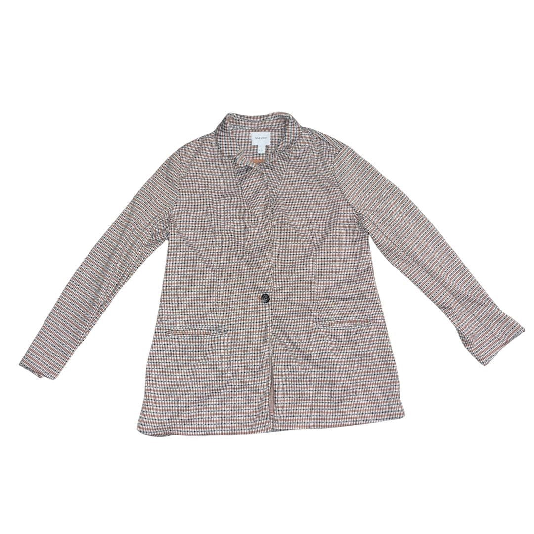 Nine West Blazer Plaid Brown Size Large Stretch Business Office Academia Preppy