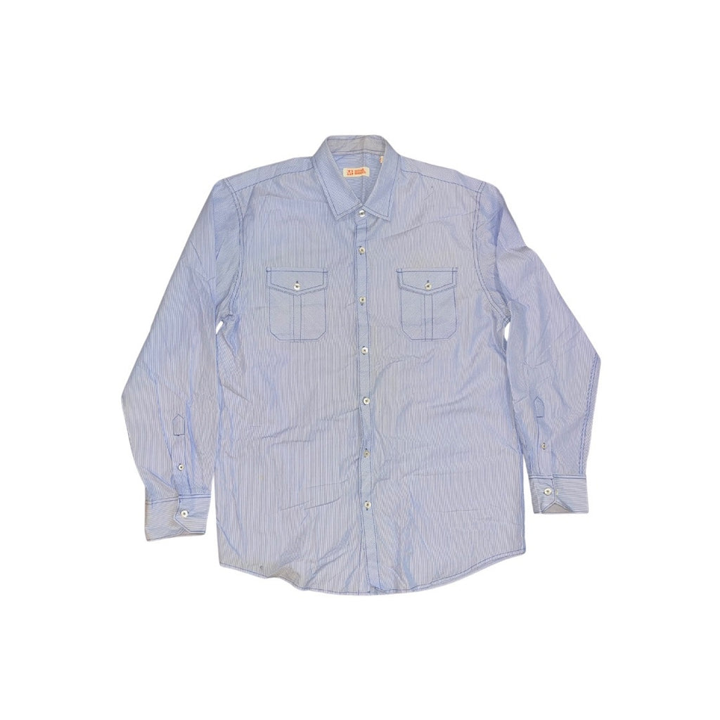 Michael Brandon Men's Button Down Blue Striped Shirt Size XL