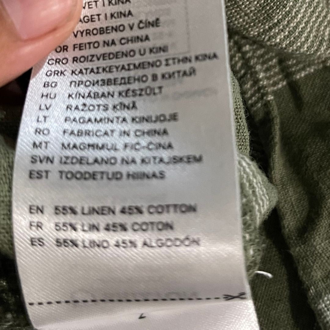 Brixton Mens Linen Blend Olive Plaid Button up Long Sleeve Shirt Size Large