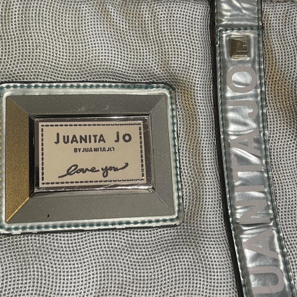 Juanita Jo "Love You" Blue Metallic Silver Shoulder Tote Bag TikTok Influencer