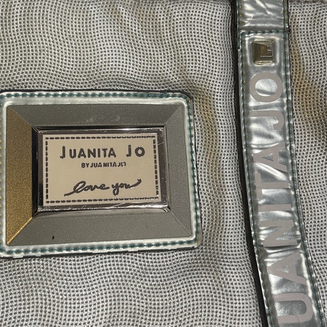 Juanita Jo "Love You" Blue Metallic Silver Shoulder Tote Bag TikTok Influencer