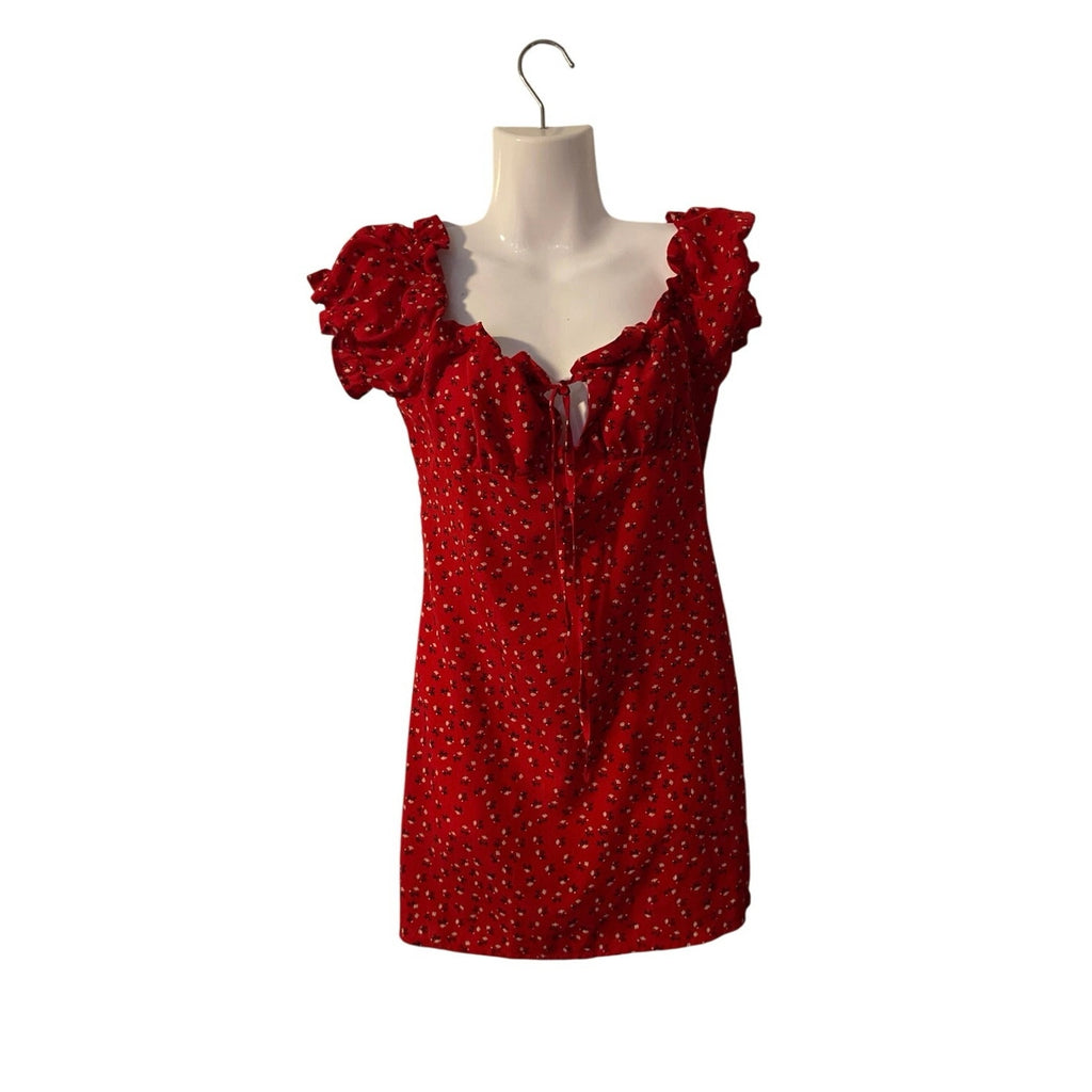 Windsor Off the Shoulder Floral Mini Dress SZ S Flirty Milkmaid Smoked Y2K