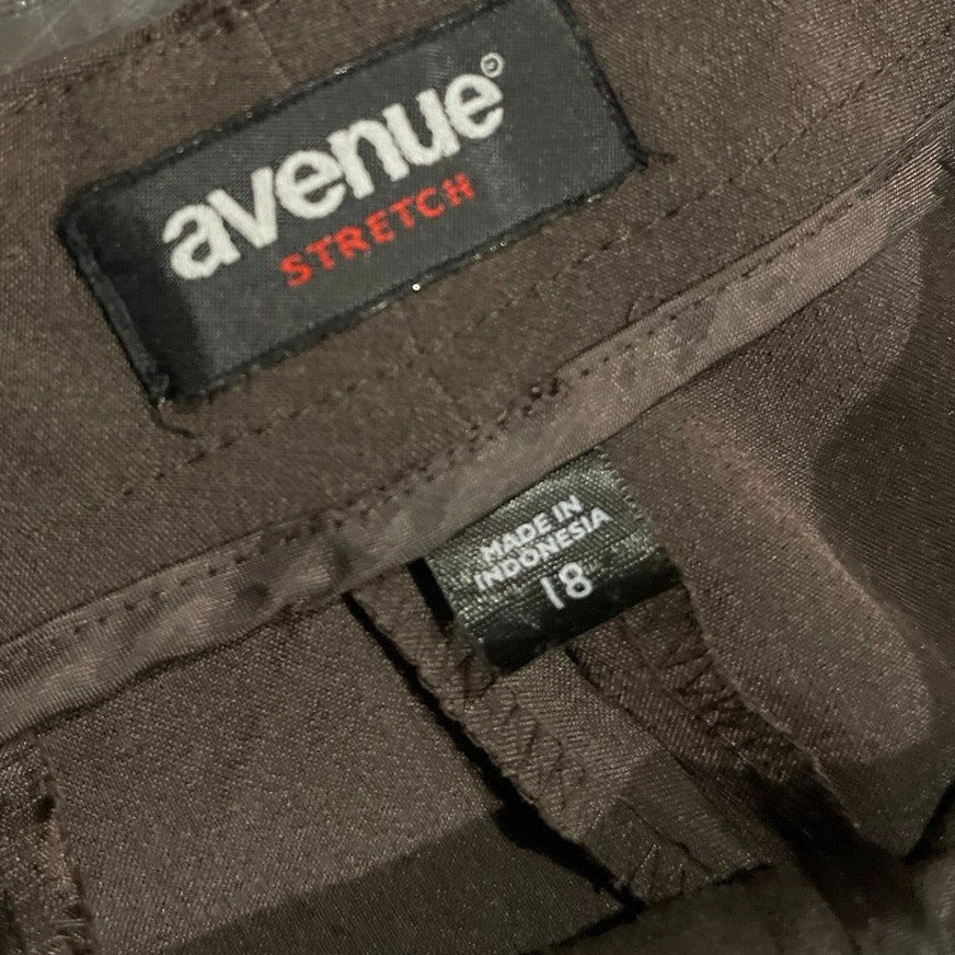 Avenue Stretch Brown Trousers Pants Plus Size 16 Casual Office Career