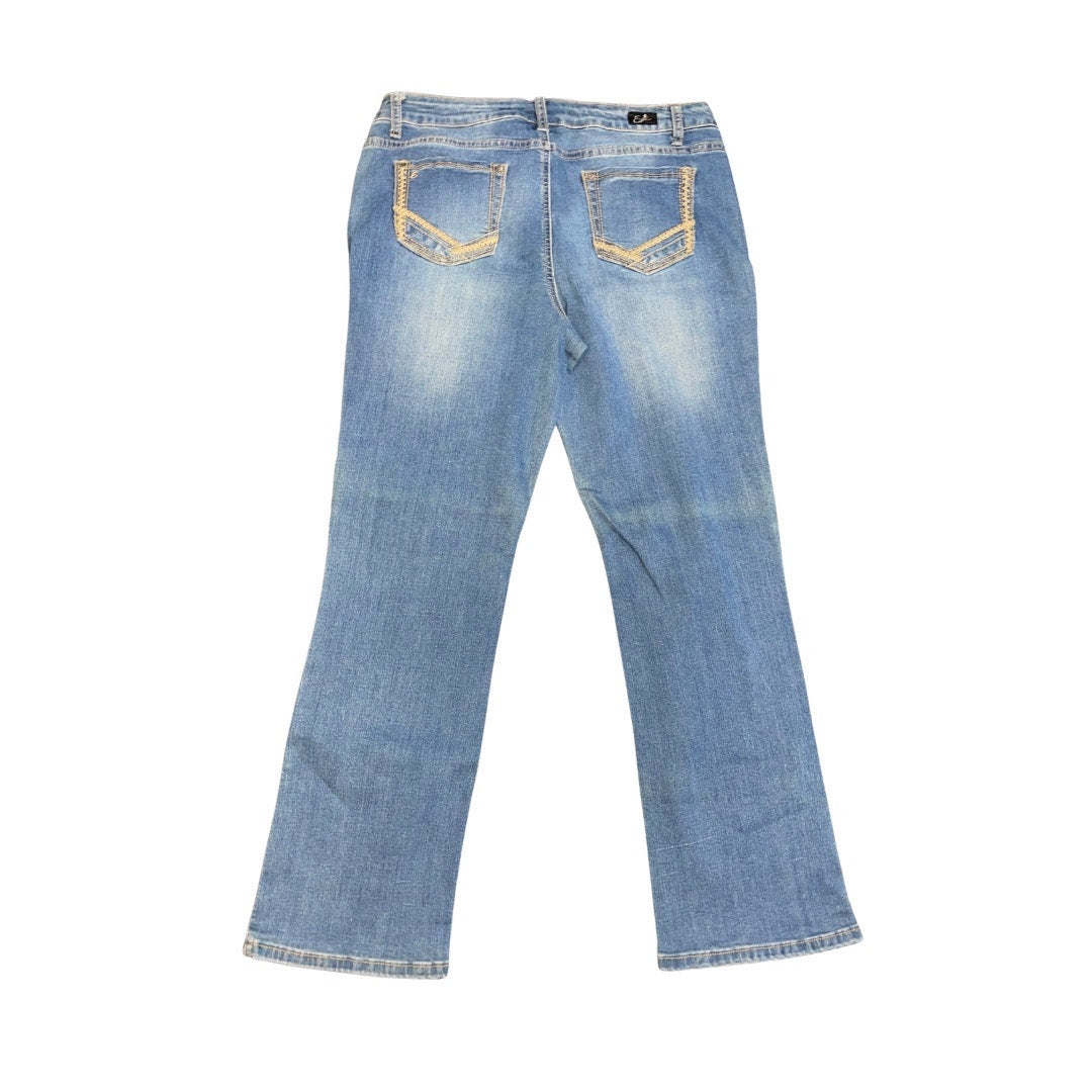 Earl Jeans Slim Fit Low Rise Boot Cut Flare Size 16 Denim Embroidered Pocket Y2K