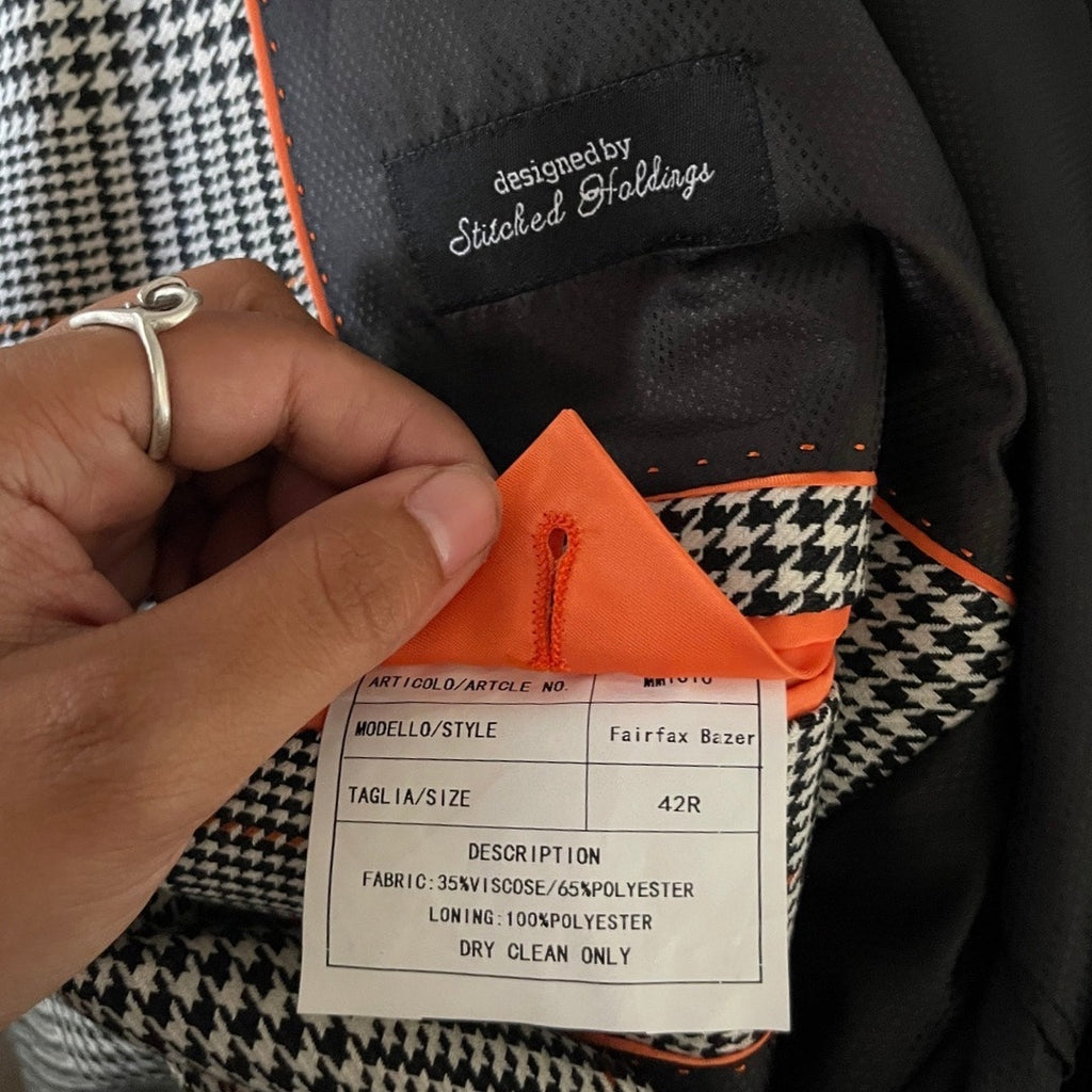 Modern Man Mens Hound Tooth Fairfax Blazer Size 42R Business Career Preppy