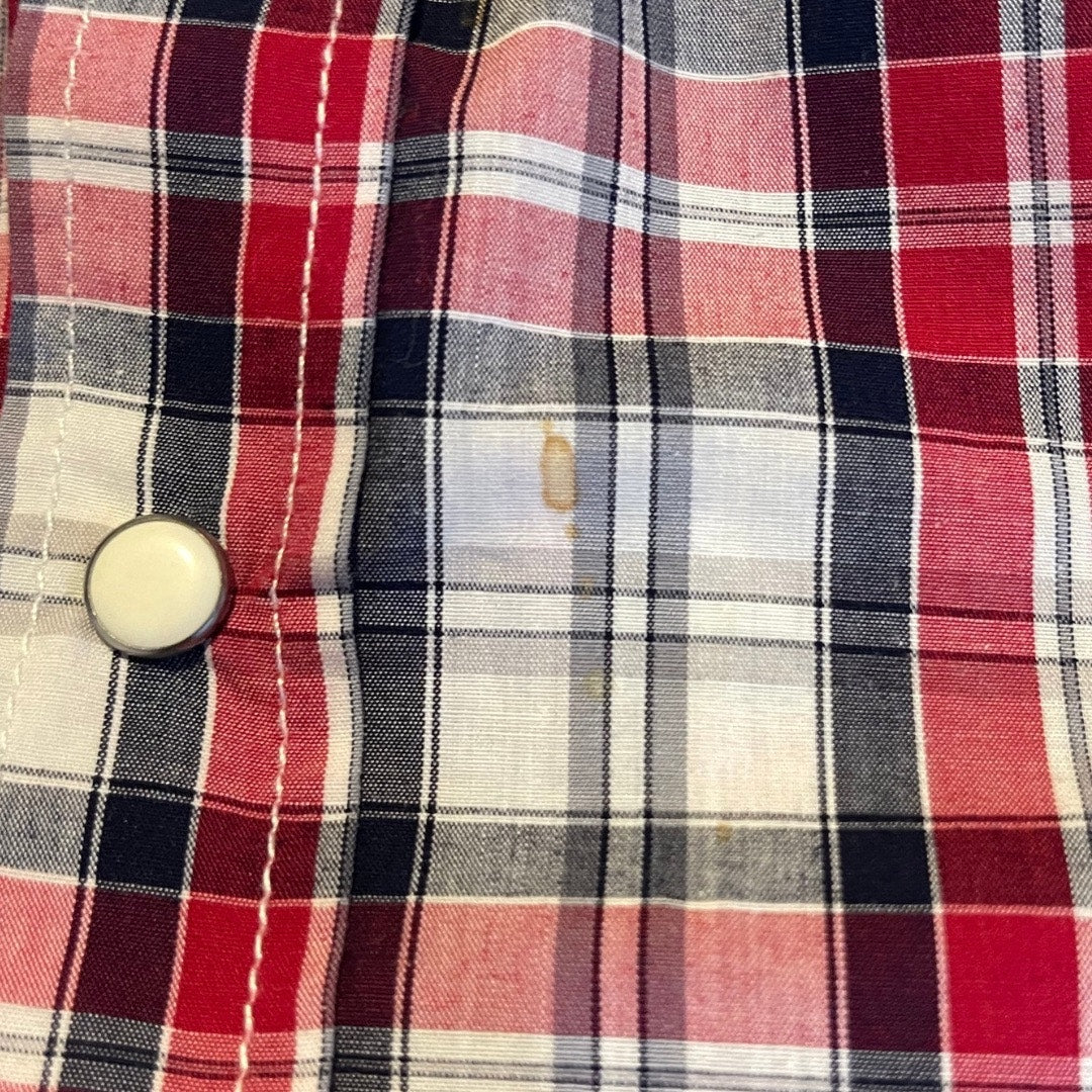 COASTAL Mens Plaid Pearl Snap Western Style Shirt Size XL Short Sleeve