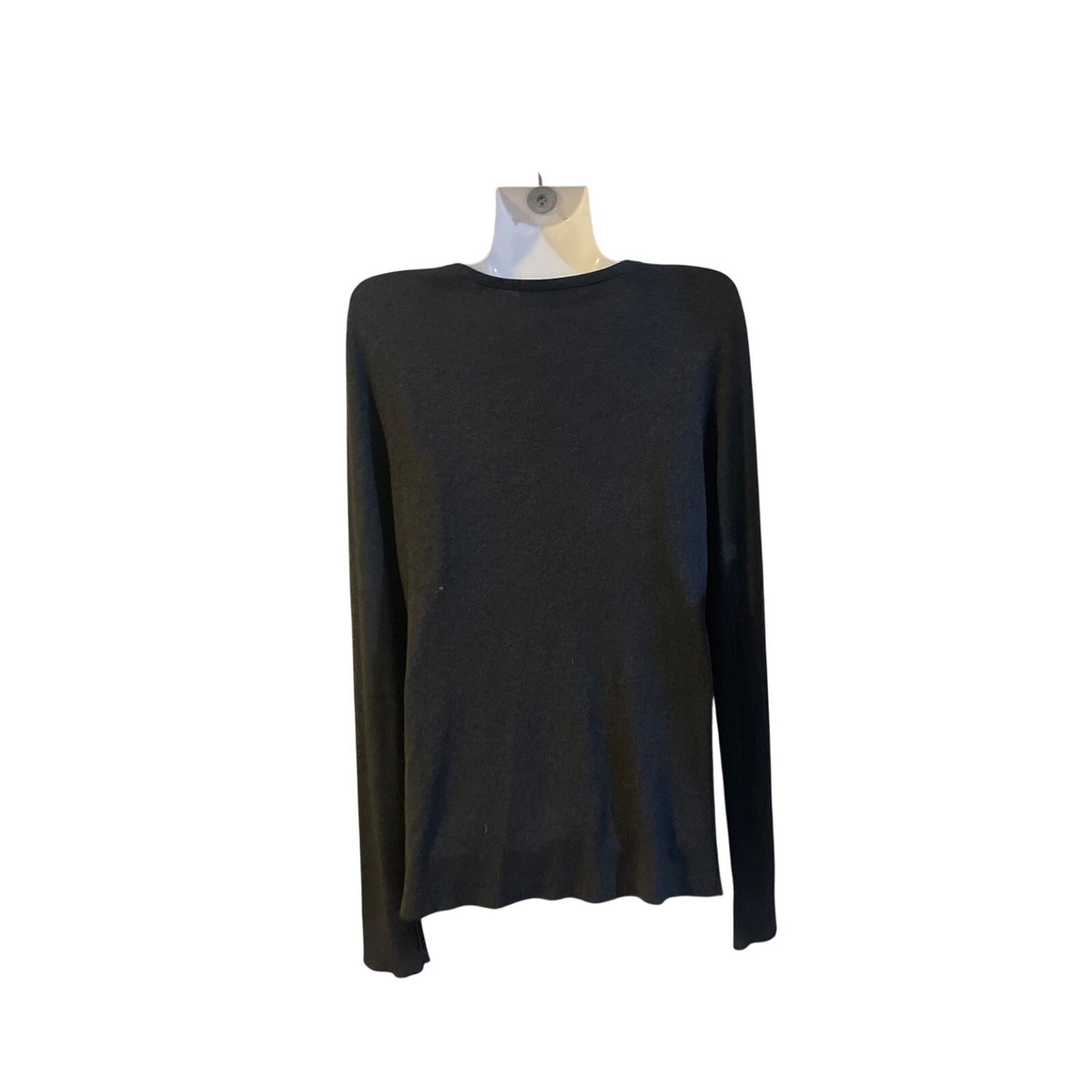 Caslon Silk Cashmere Charcoal Grey Button Front V-Neck Cardigan Sweater SZ S