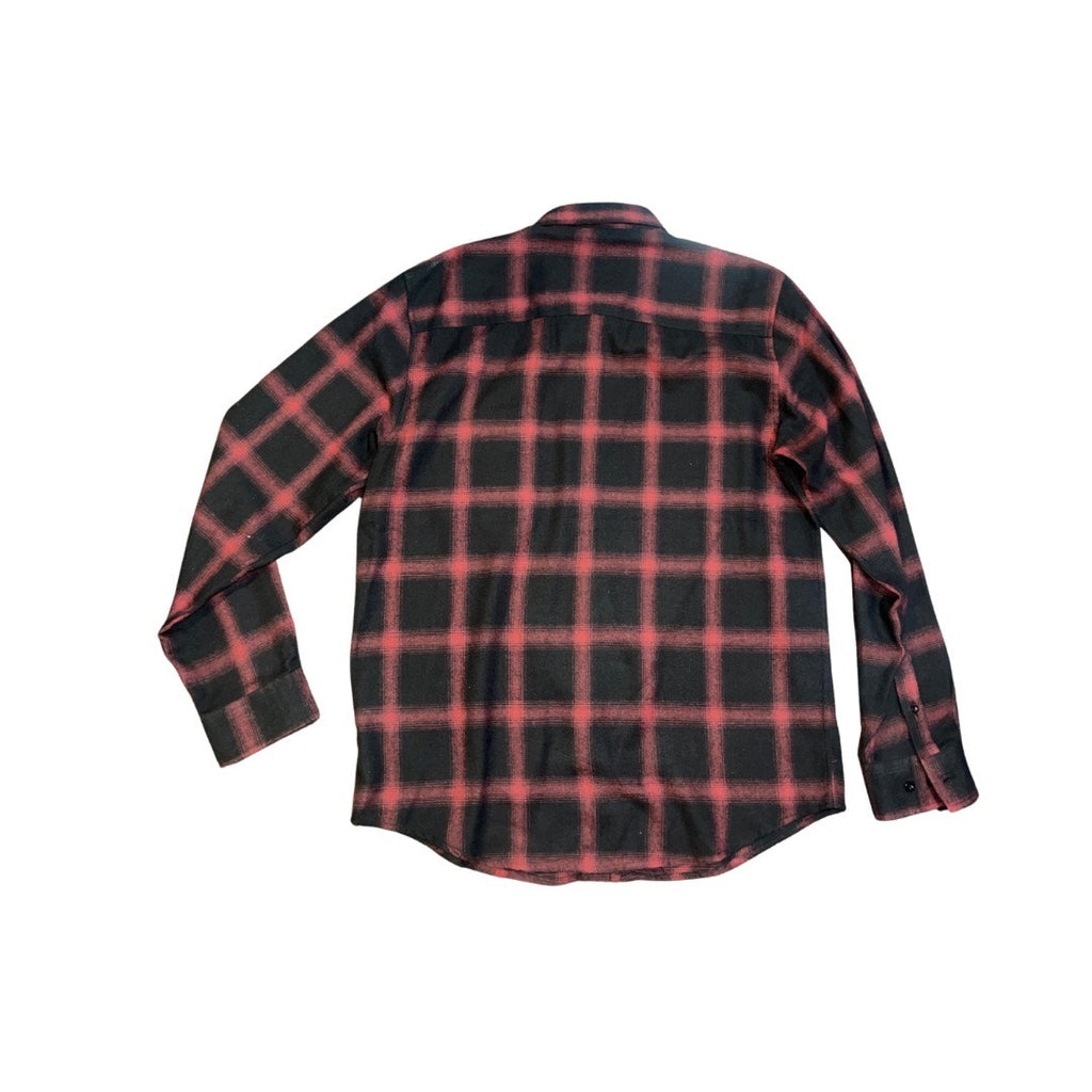 Shouthouse Mens Plaid Flannel Long Sleeve Shirt Size Large Double Pockets Cowboy