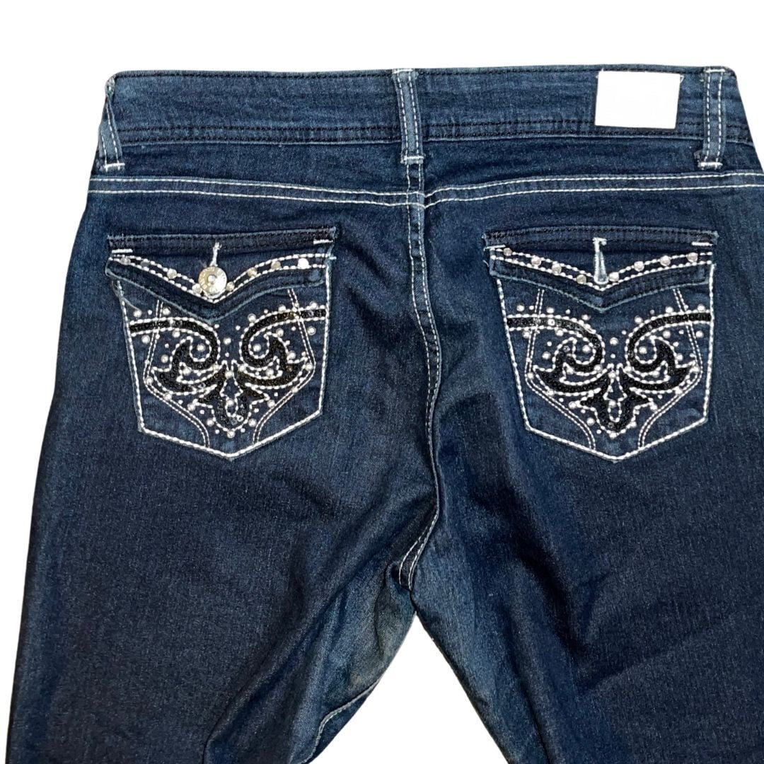 E Line Skinny Womens Jeans Pants Rhinestone Pockets Size 11 Y2K