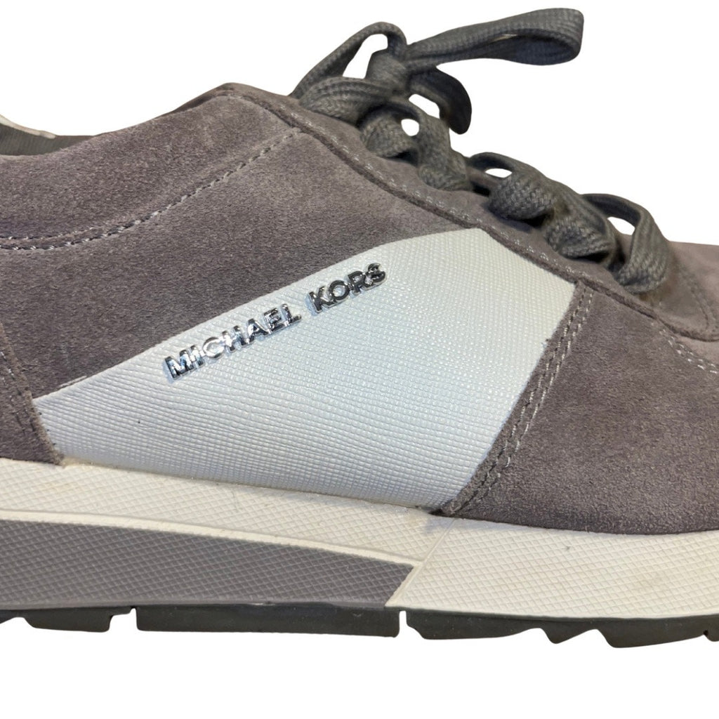 Michael Michael Kors Allie Trainer Sneakers Gray Suede Silver Metallic Size 9