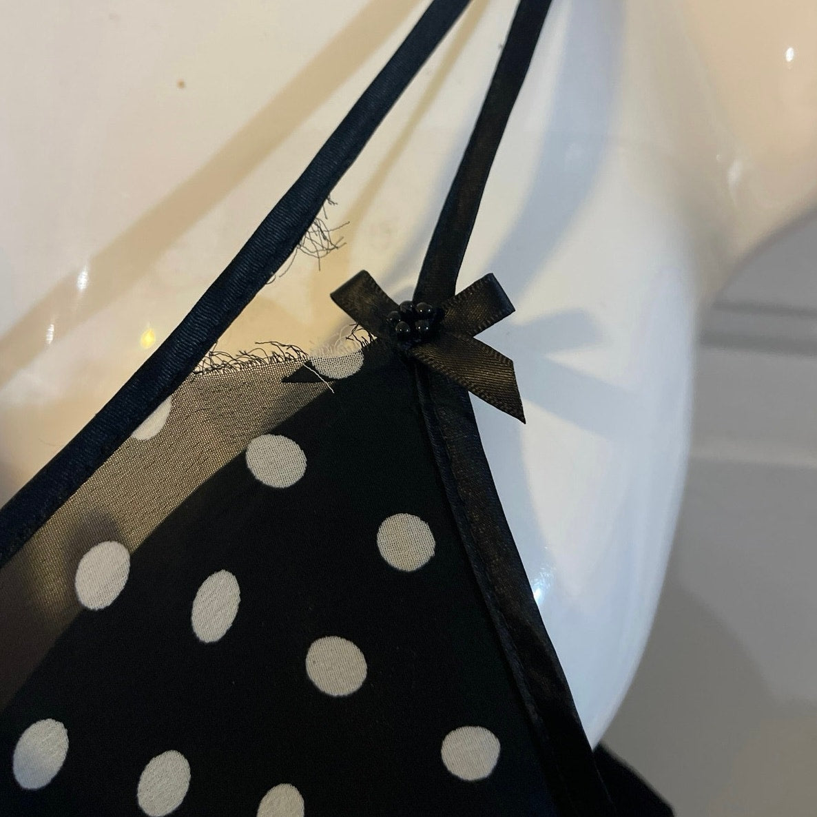 Private Luxuries VTG Polka Dot Cami Slip Dress Nighty SZ M Sleepwear Lingerie