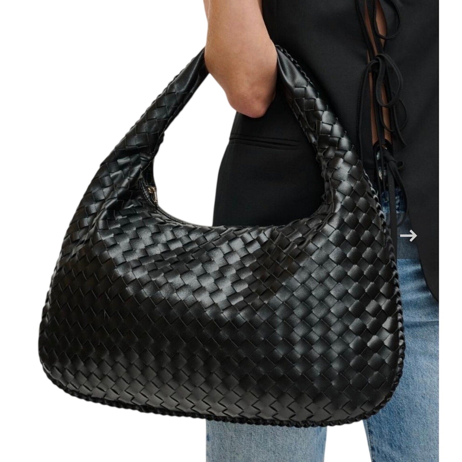 Urban Expressions Victoria Slouchy Hobo Vegan Leather Woven Braided Handbag